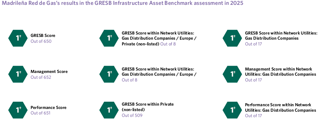 Madrileña Red de Gas’s results in the GRESB Infrastructure Asset Benchmark assessment in 2025